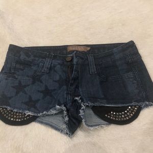 Frankie b shorts with studded pockets and stars